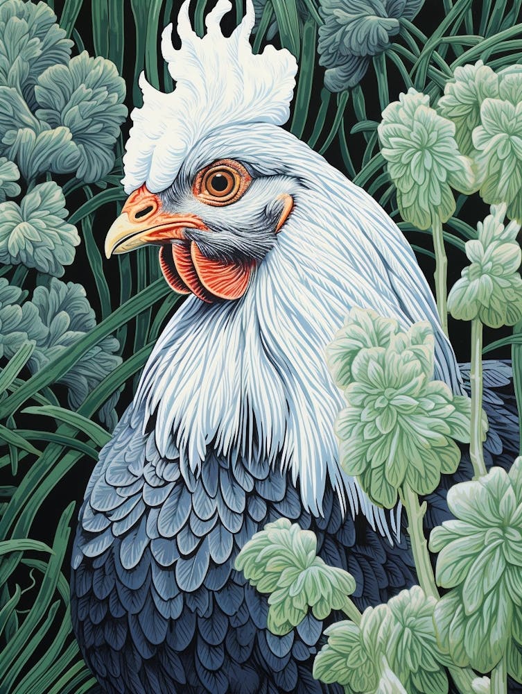 Ohara Koson Inspired Bird Painting Chicken 6