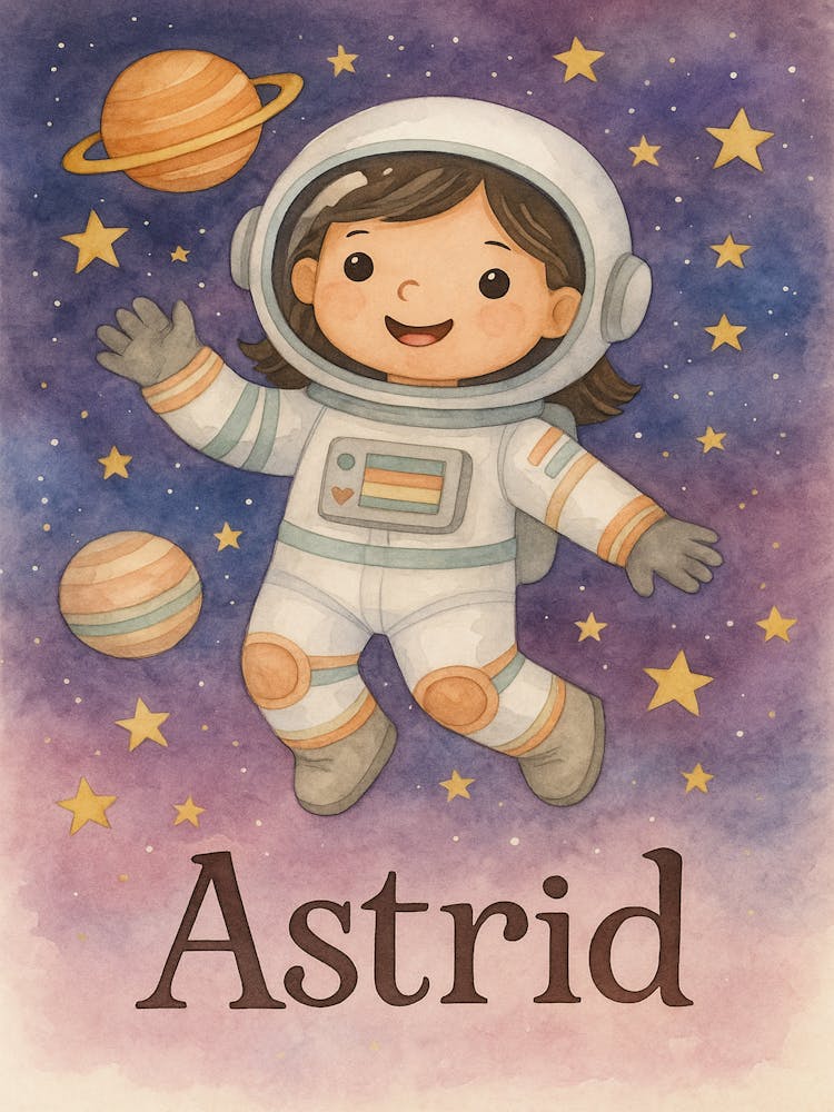 Astrid the Space Explorer – Printable Wall Art for Kids Room