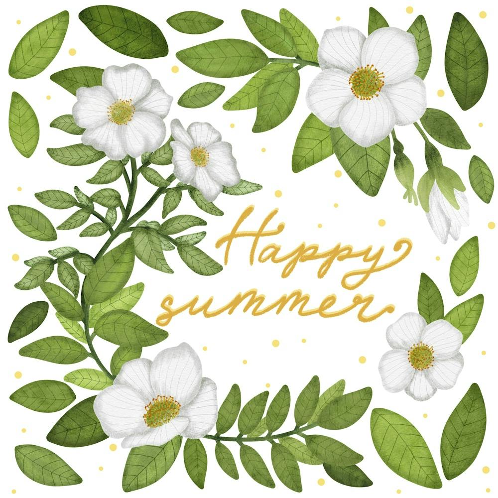 Five petal rose illustration happy summer artwork