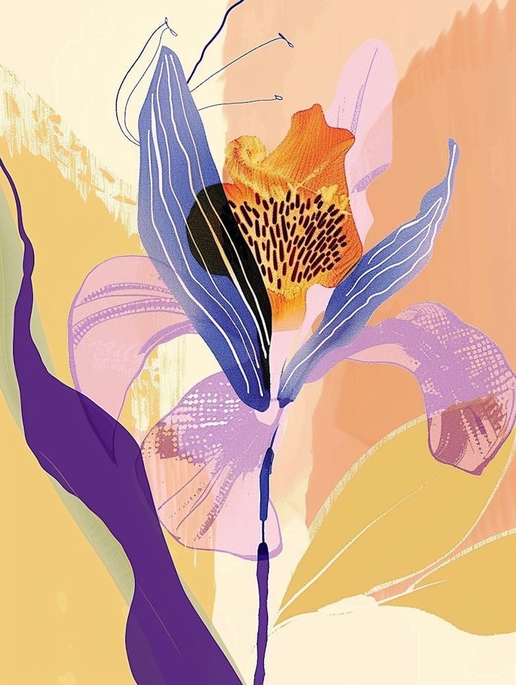 Colourful Flower Illustration Lilac 3