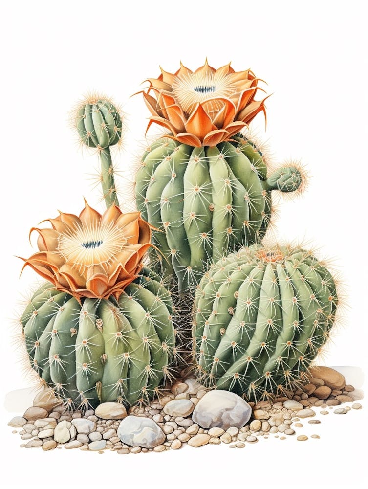 Vintage Cactus Illustration Lophophora Williamsii