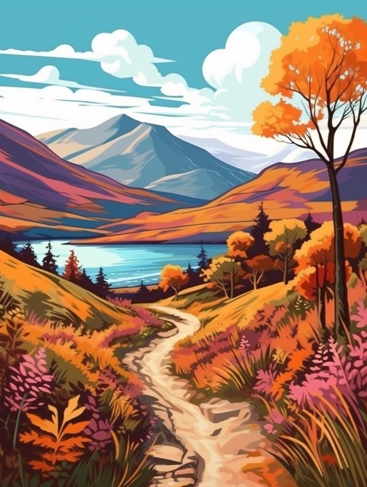 West Highland Way Scotland 1 Vintage Travel Illustration