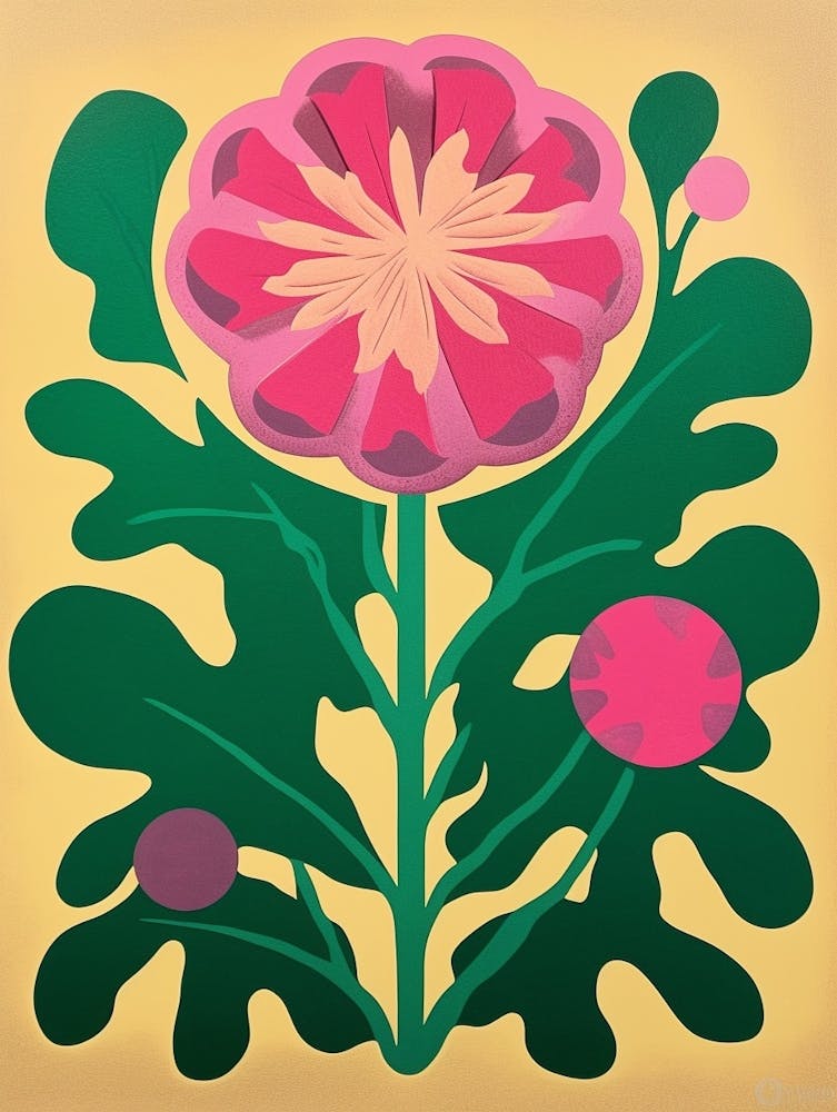 Cut Out Style Flower Art Globe Amaranth