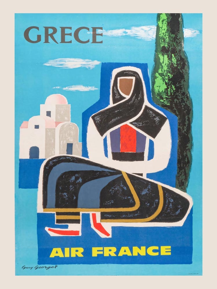 Air France Greece Travel Poster, 1963