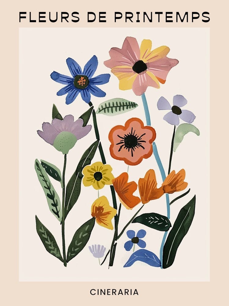 Spring Floral French Poster  Cineraria 7