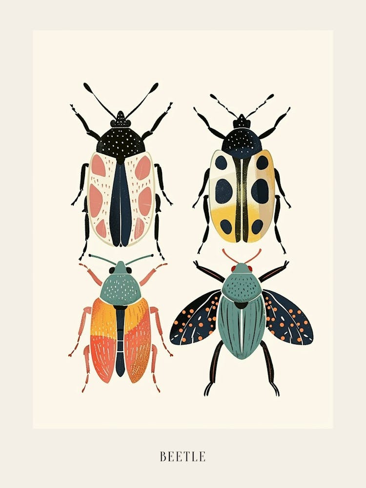 Colourful Insect Illustration Beetle 1 Poster