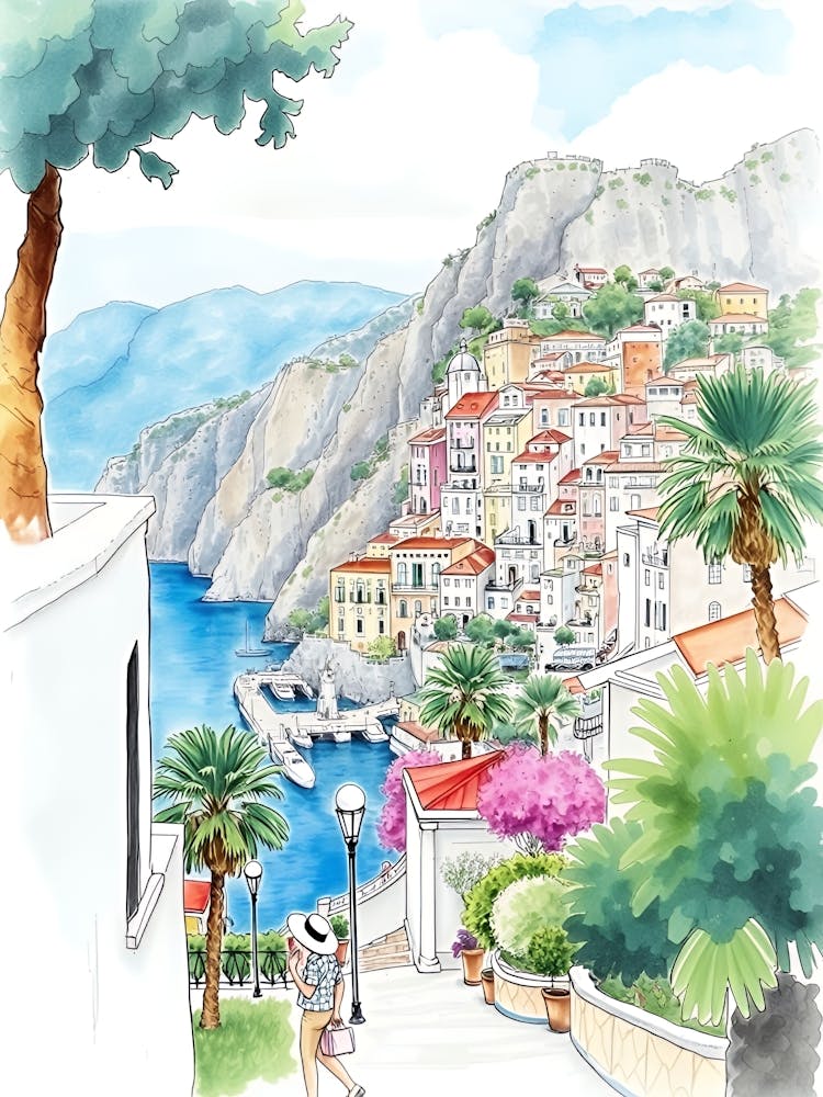 Watercolor Of Positano 1