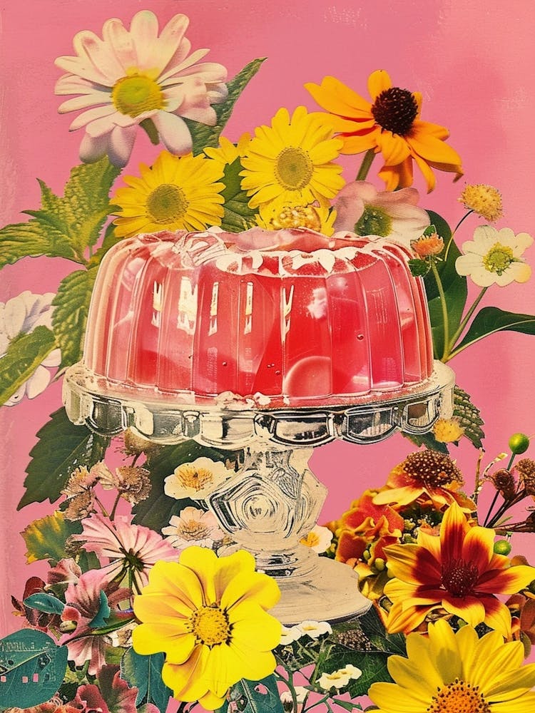 Pink Jelly Retro Dessert Collage 1