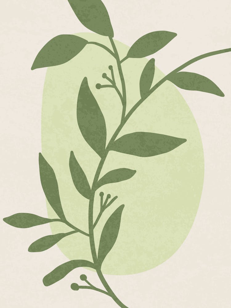 Minimal Green Botanical Leaf Illustration