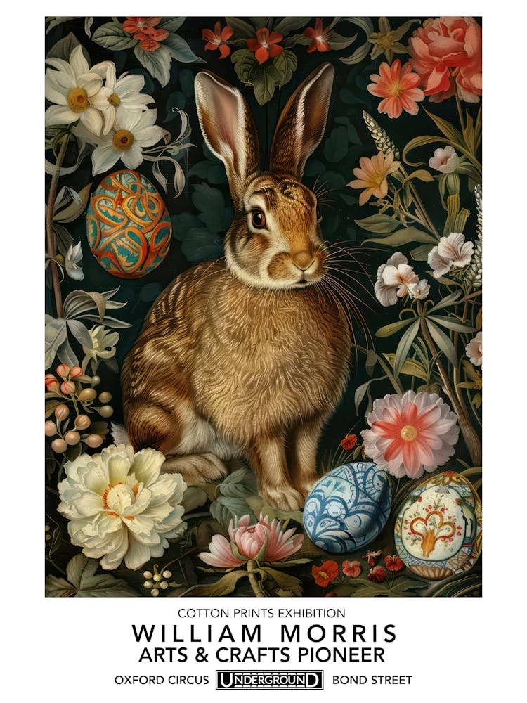 William Morris Easter Rabbits Textile 2