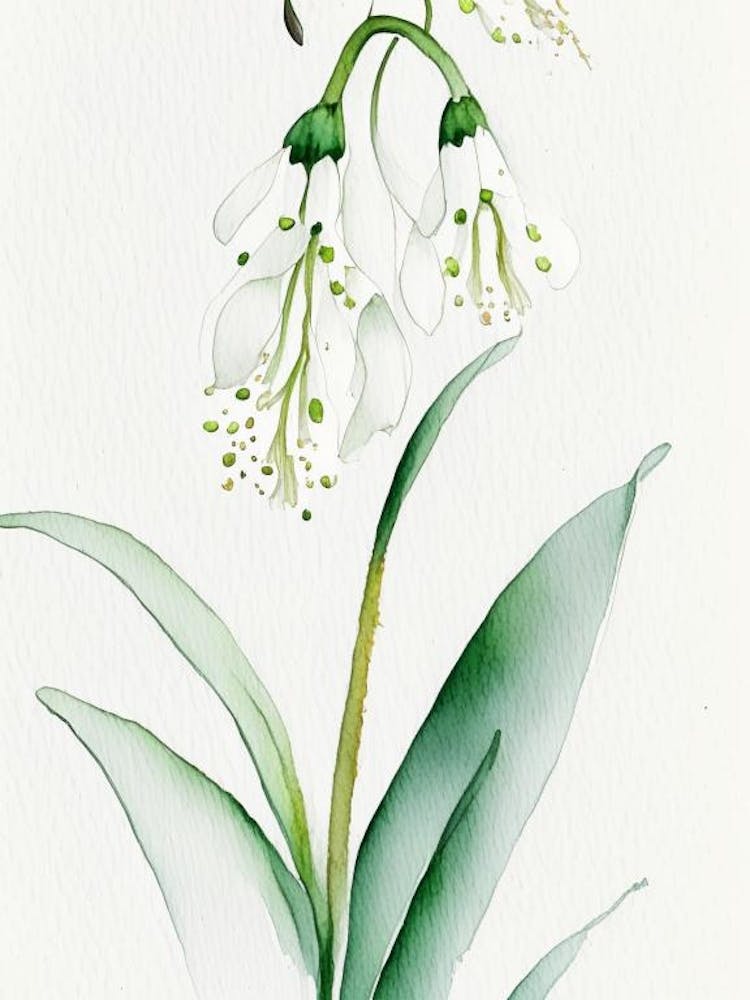 Lily Of The Valley Herb Minimalist Watercolour 3