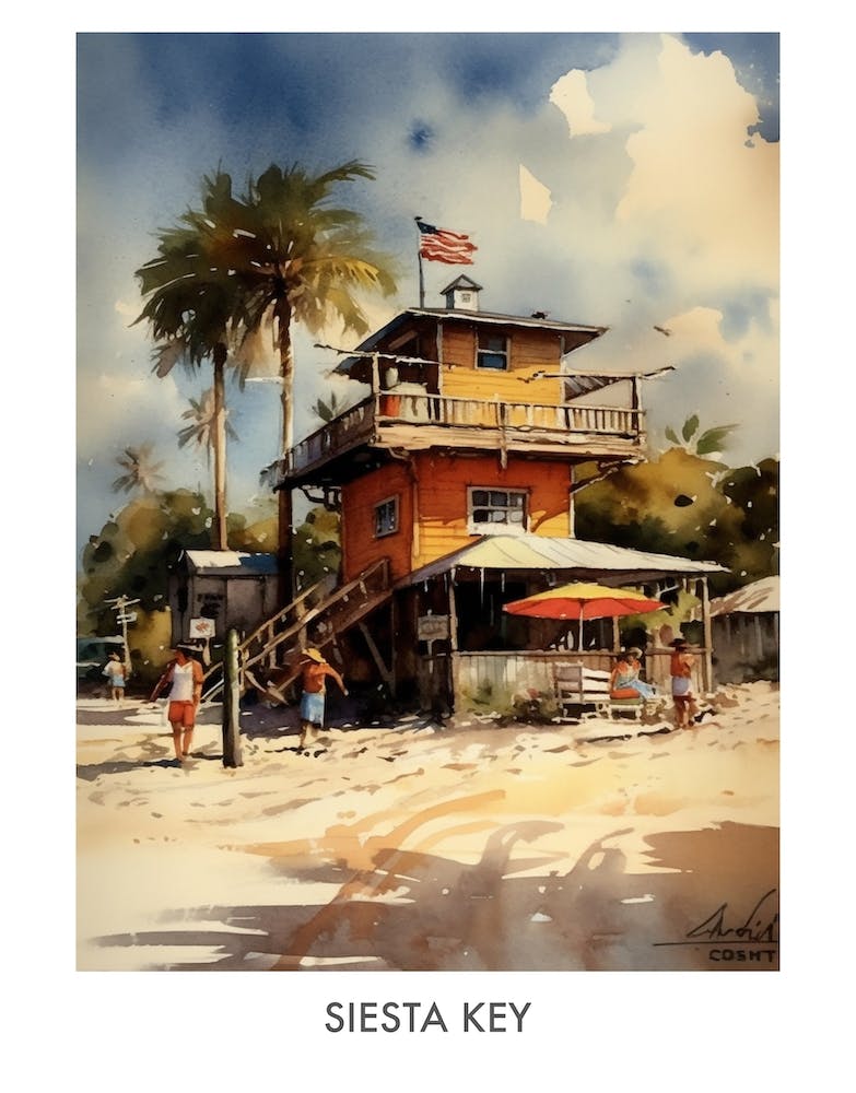 Siesta Key Aquarell 2 Reiseposter