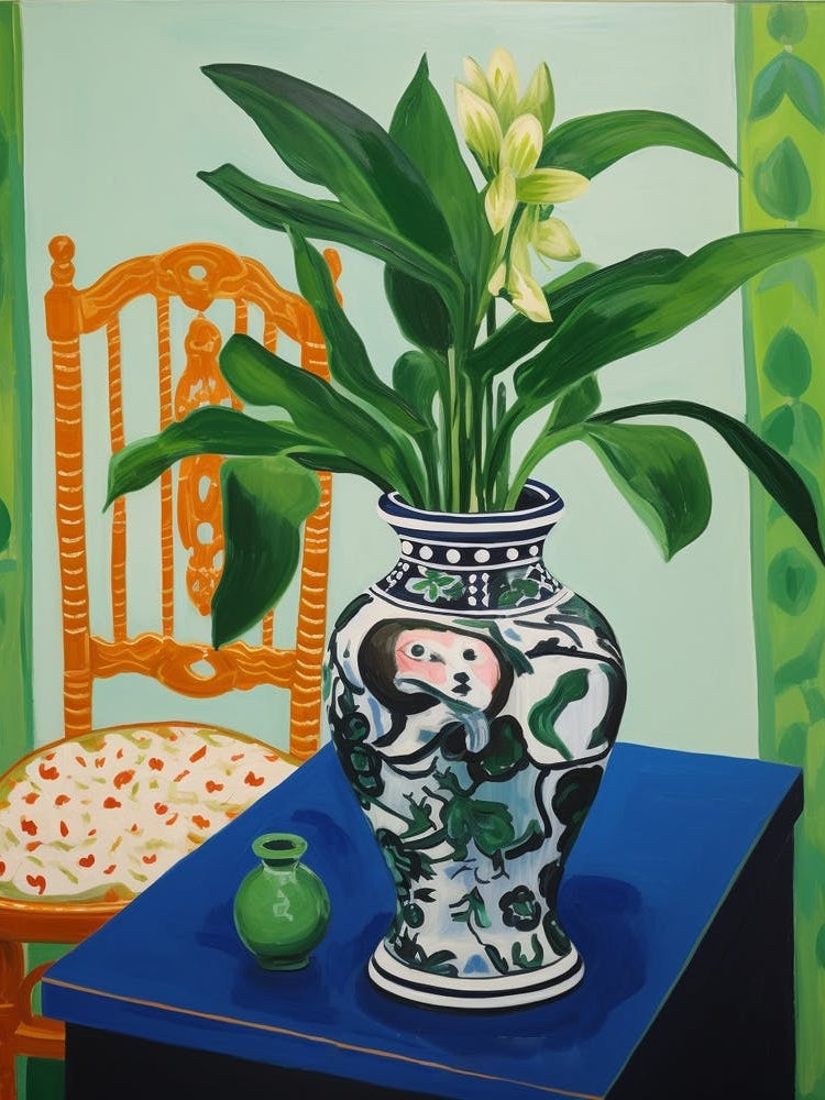 Flowers In A Vase Still Life Painting Monkey Orchid