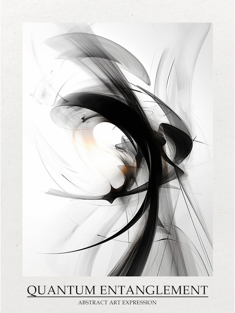 Quantum Entanglement Abstract Black And White 13 Poster