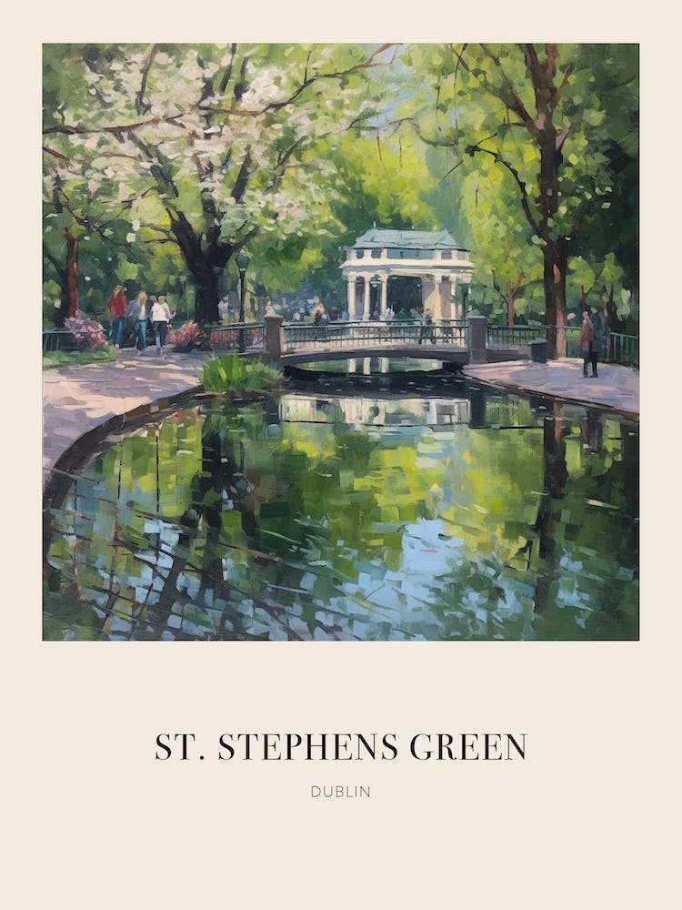 St Stephens Green Dublin 2 Vintage Cezanne Inspired Poster