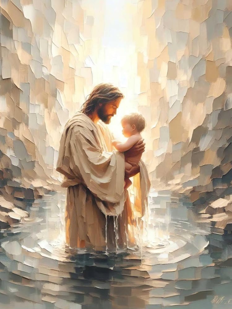 Heavenly Gift, Christian Painting, Jesus And Baby, Picture Of Christ, Lds Painting, Bible Prints, Jesus And Kids, Catholci Art, Baptism Art