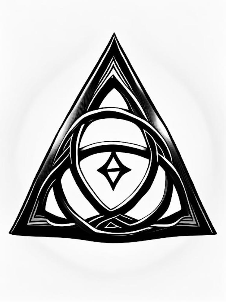 Triquetra, Symbol, Third Eye Simple Black & White Illustration 3