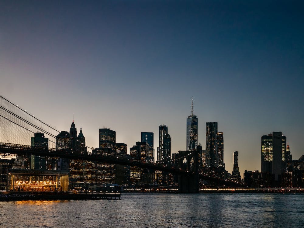 Manhattan Skyline At Night From Brooklyn