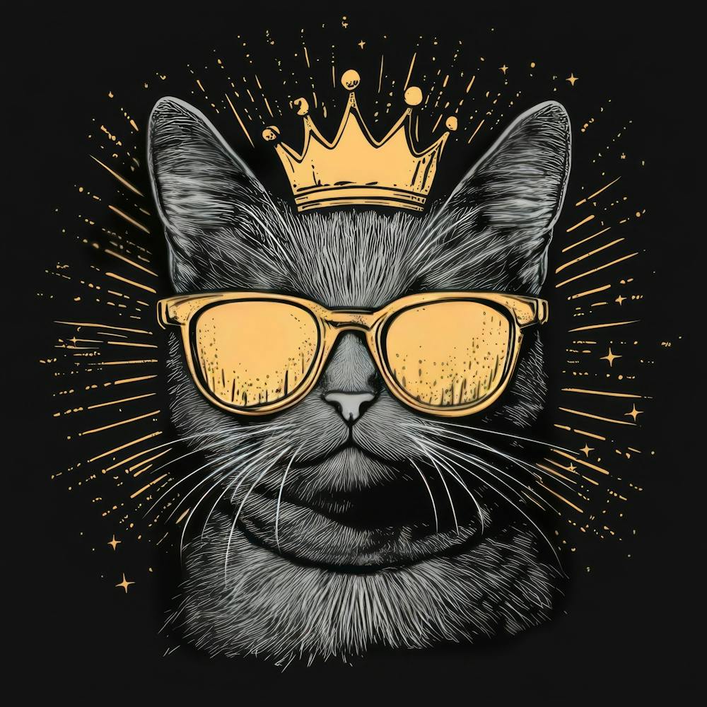 .Generated AI. WallDesign Featuring A Gray Cat With Golden