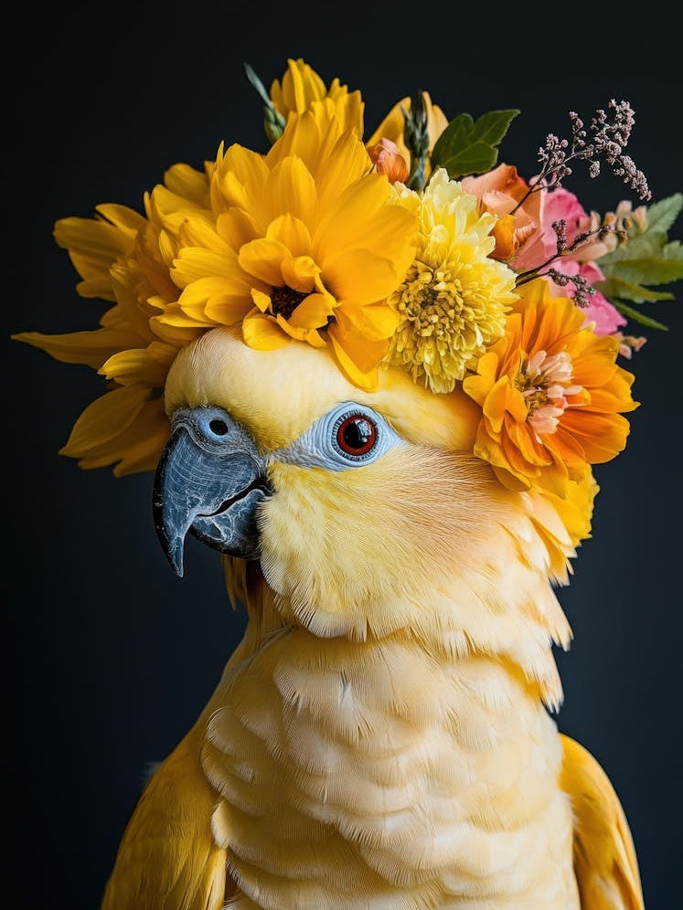 Parrot In Flower Crown