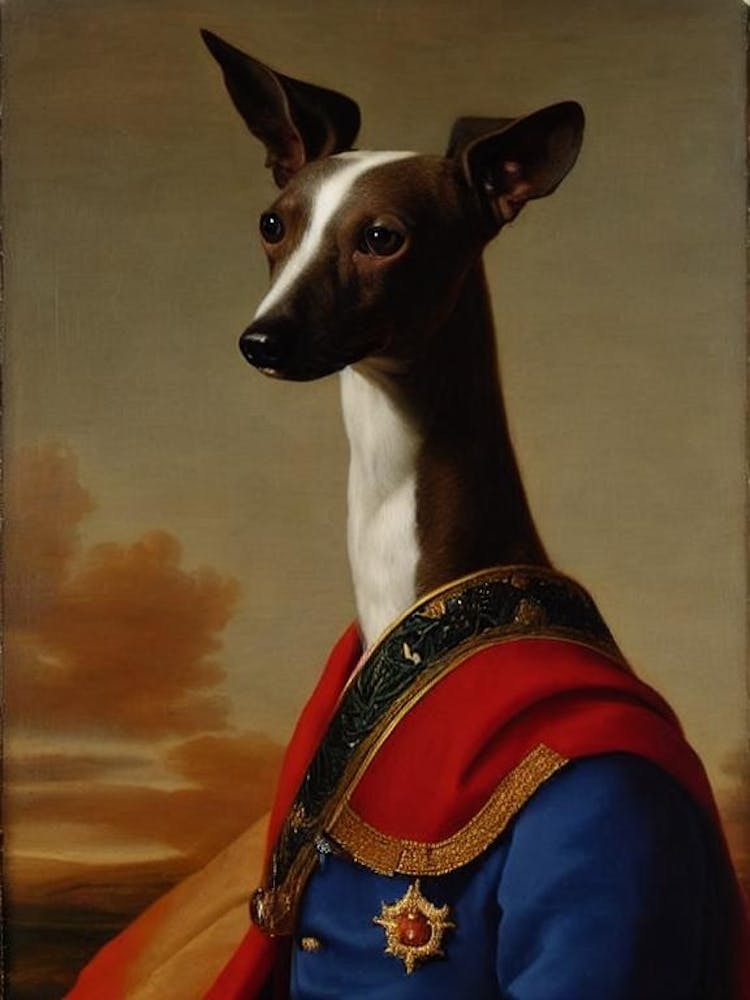Italian Greyhound 3 Renaissance Portrait Oil Painting
