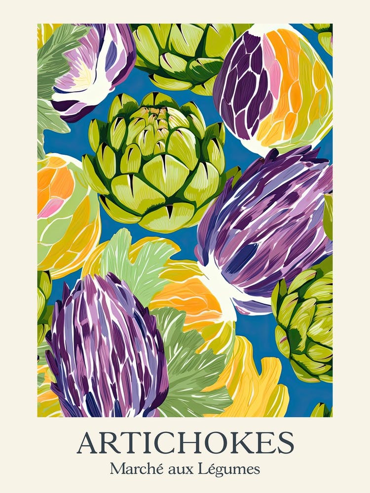 Marche Aux Legumes Artichokes Summer Illustration 2