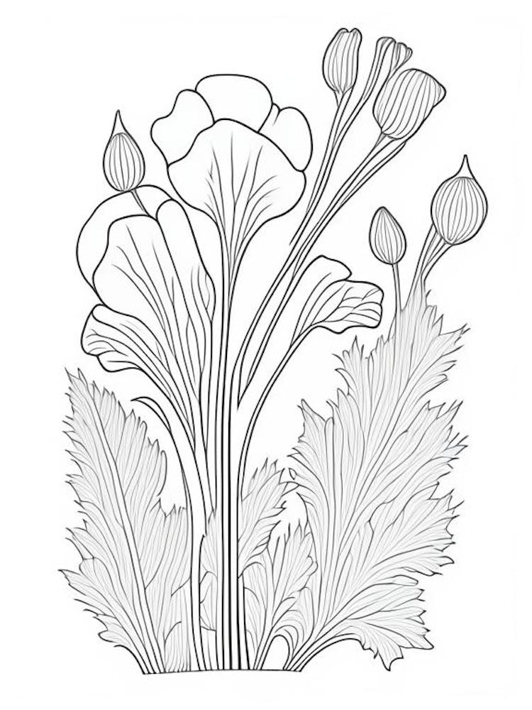 Marshmallow Herb William Morris Inspired Line Drawing