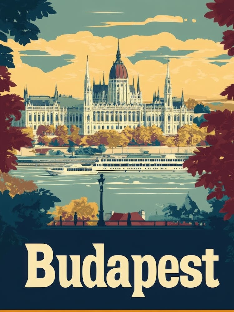 Aihrgdesign A Retro Travel Poster For Budapest Featuring The 1