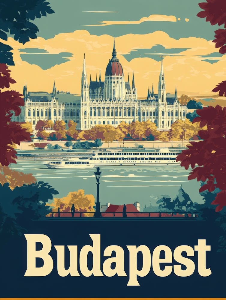 Aihrgdesign A Retro Travel Poster For Budapest Featuring The 1