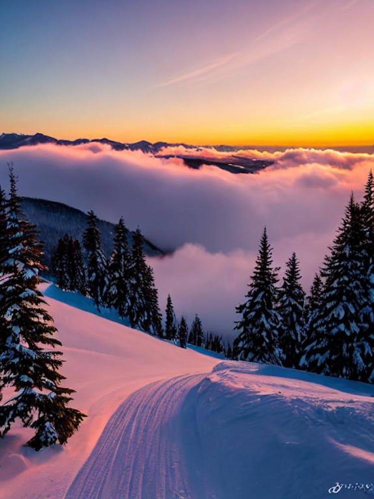 Stowe, Usa Sunrise Skiing Poster