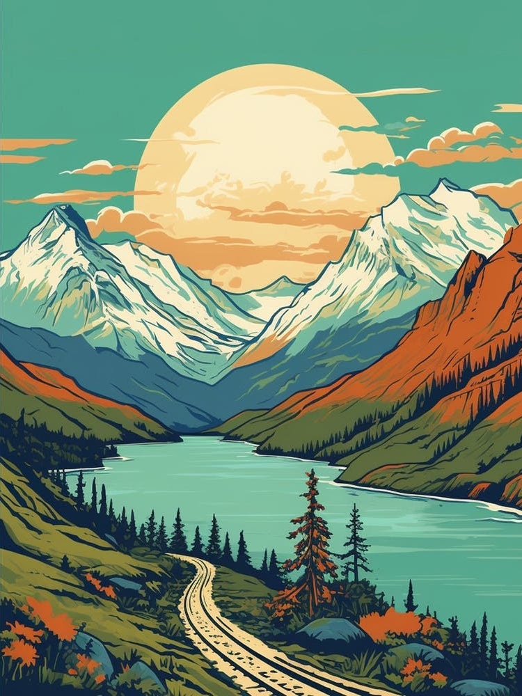 Chilkoot Trail Canada 1 Vintage Travel Illustration