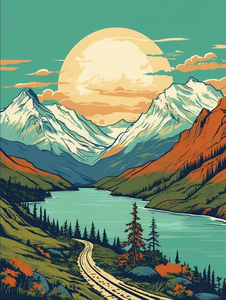 Chilkoot Trail Canada 1 Vintage Travel Illustration