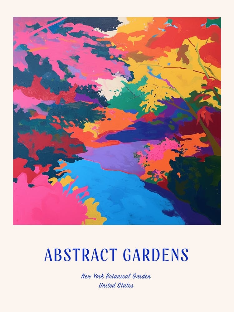 Colourful Gardens New York Botanical Garden Usa 1 Blue Poster