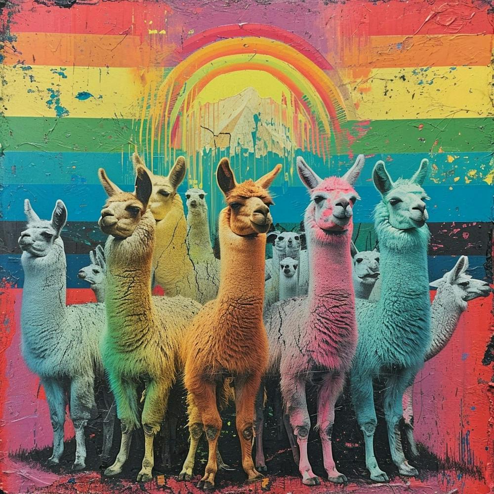 Rainbow Llama Collage 2