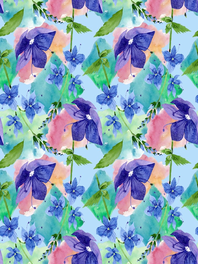 Watercolor Flowers - Veronica blue flower