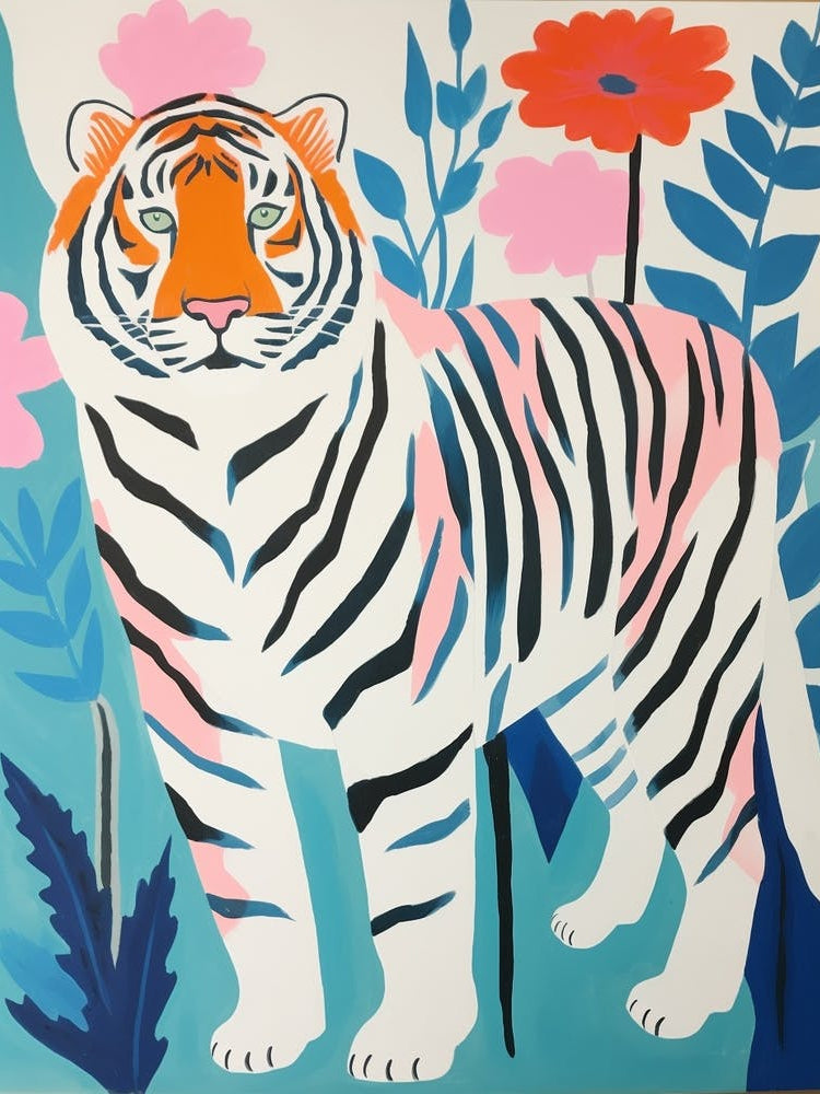 Colourful Kids Animal Art Siberian Tiger 5