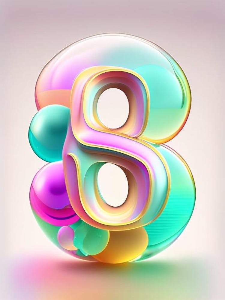 8 Number, Education Rainbow Bubble 2