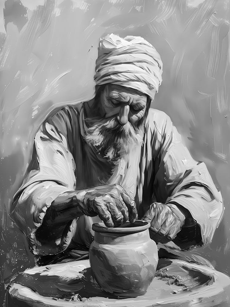Black And White Portrait Of A Potter