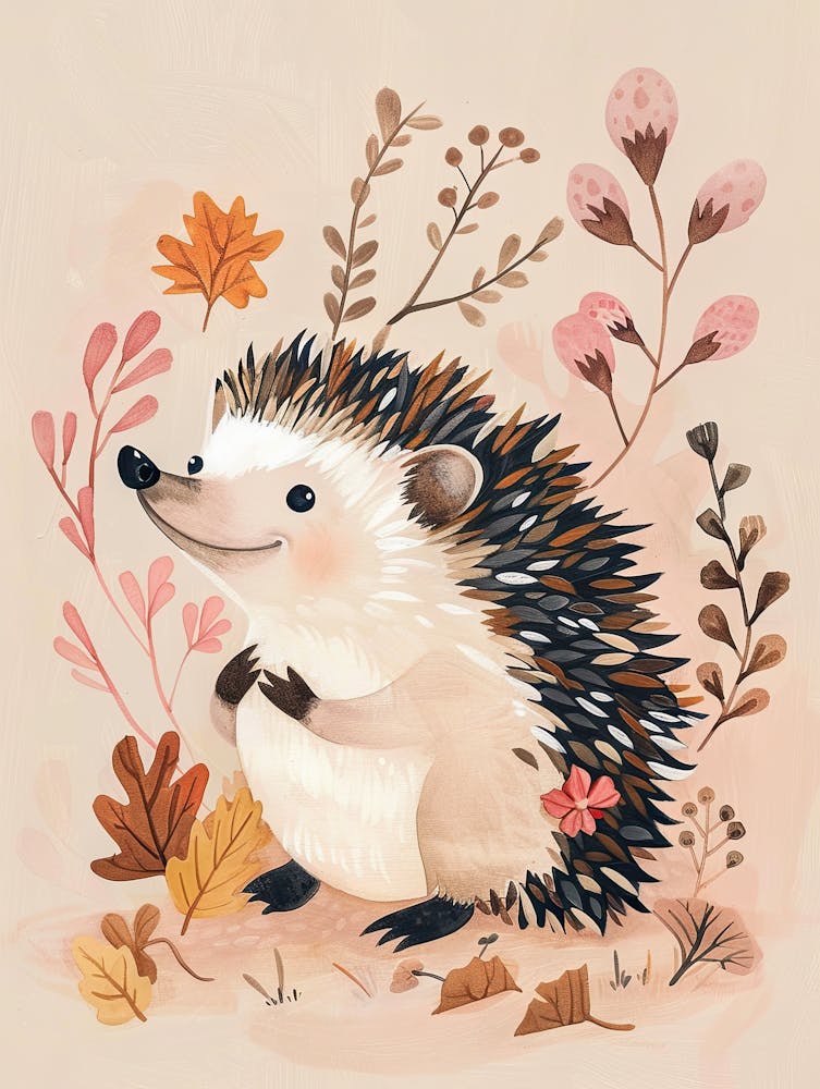 Adorable Forest Hedgehog Children Prints & Kids Posters