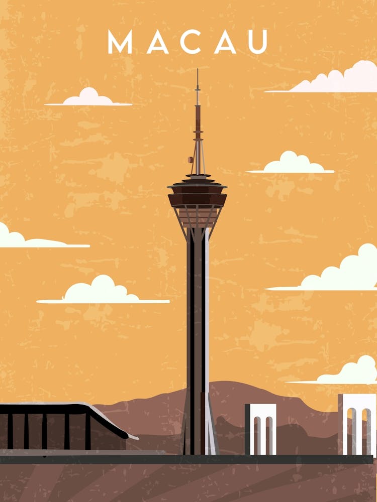 Macau — Retro travel minimalist poster