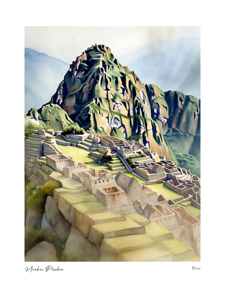 Machu Picchu Peru 1 Aquarell-Reiseposter