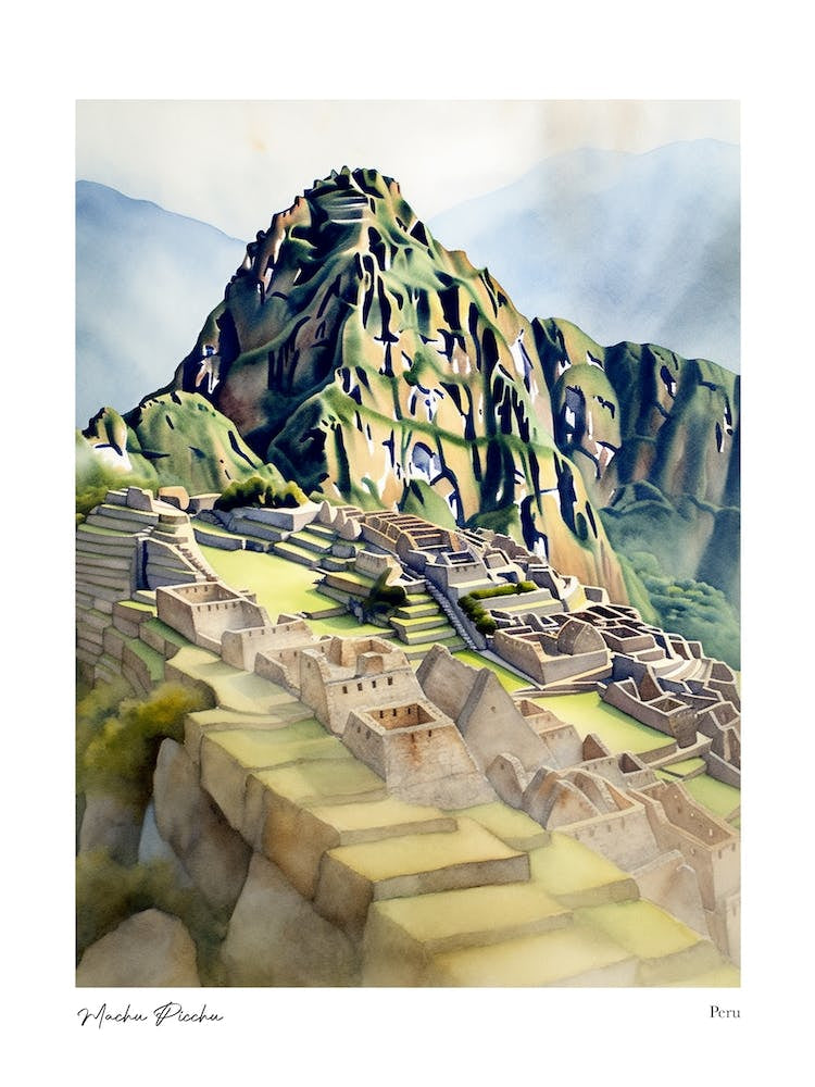 Machu Picchu Peru 1 Watercolour Travel Poster
