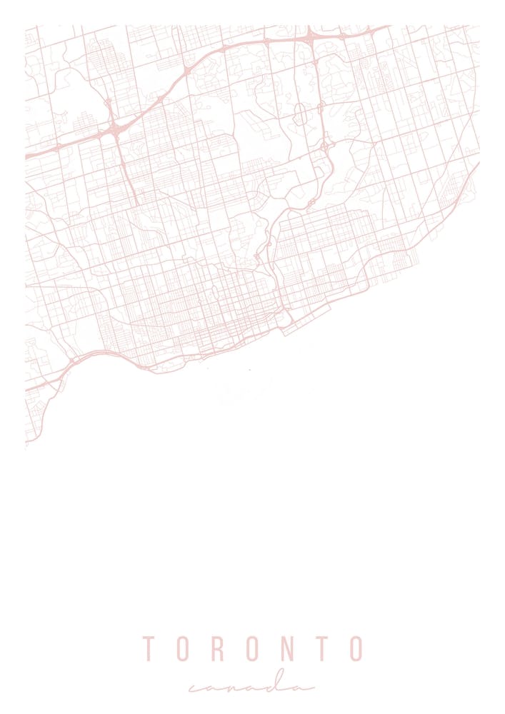 Toronto Canada Light Pink Minimal Street Map