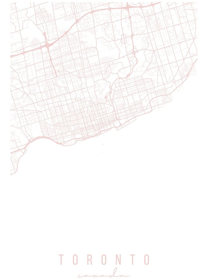 Toronto Canada Light Pink Minimal Street Map