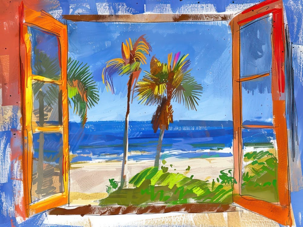 Malibu From The Window View Painting 4