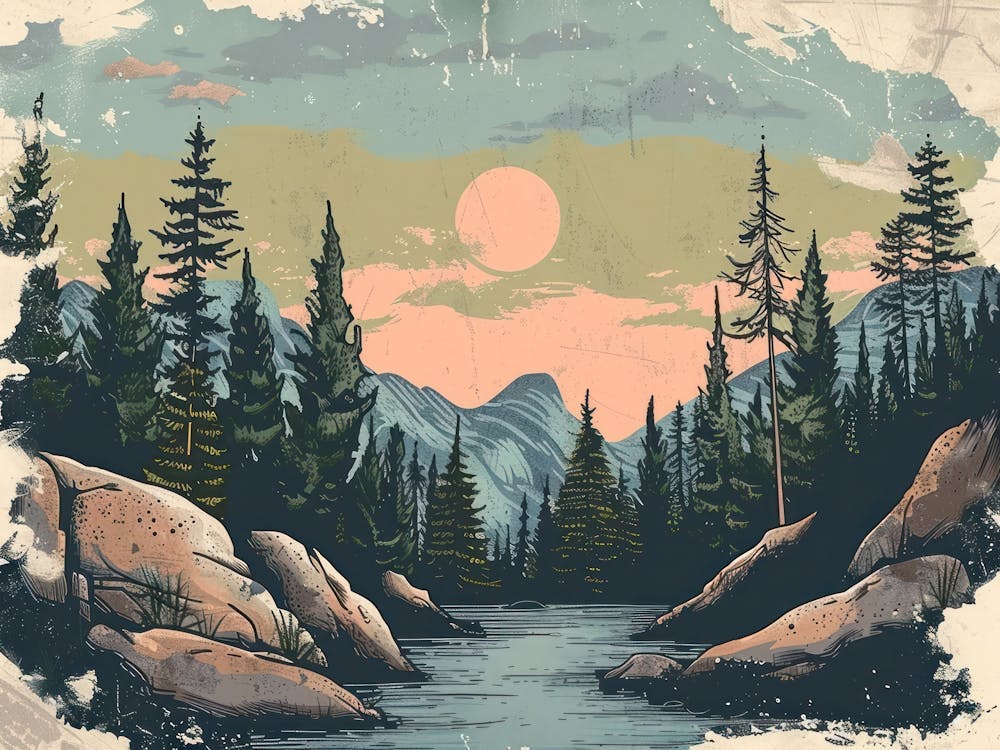 Retro Mountains Illustration 5