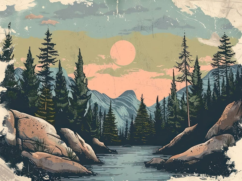 Retro Mountains Illustration 5
