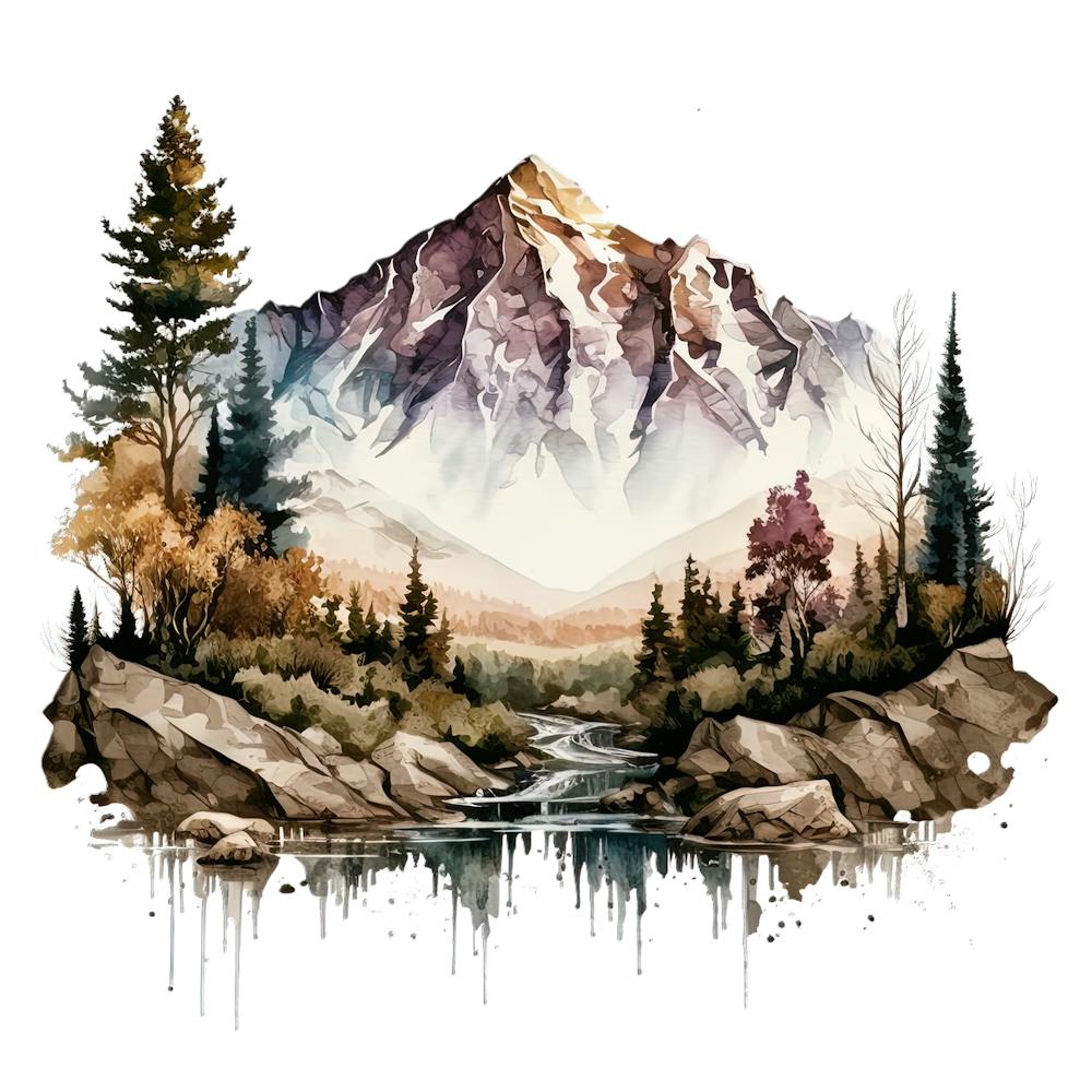 Watercolor Mountain Landscape 4