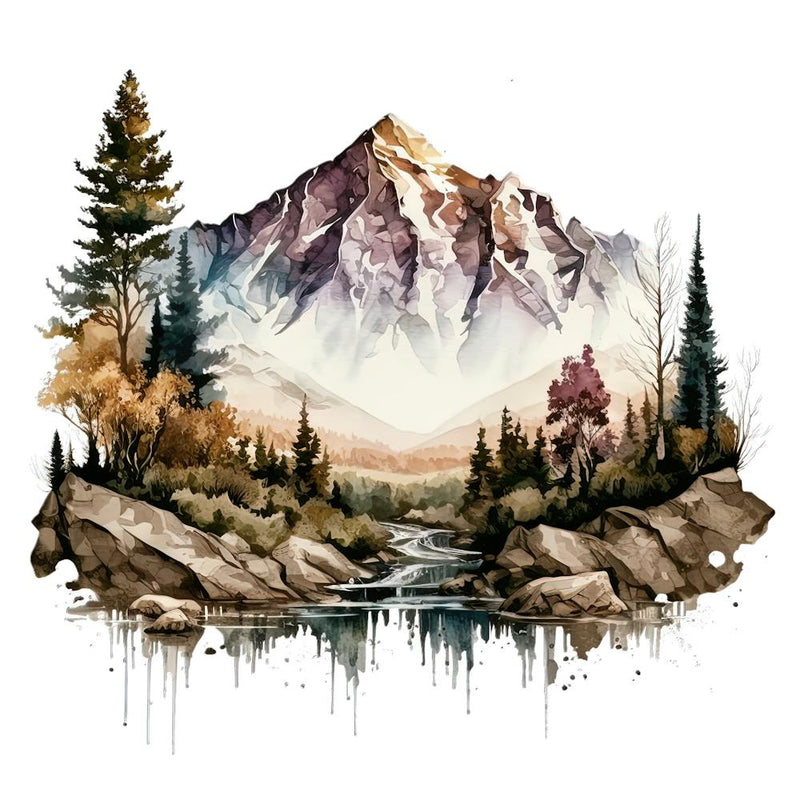 Watercolor Mountain Landscape 4