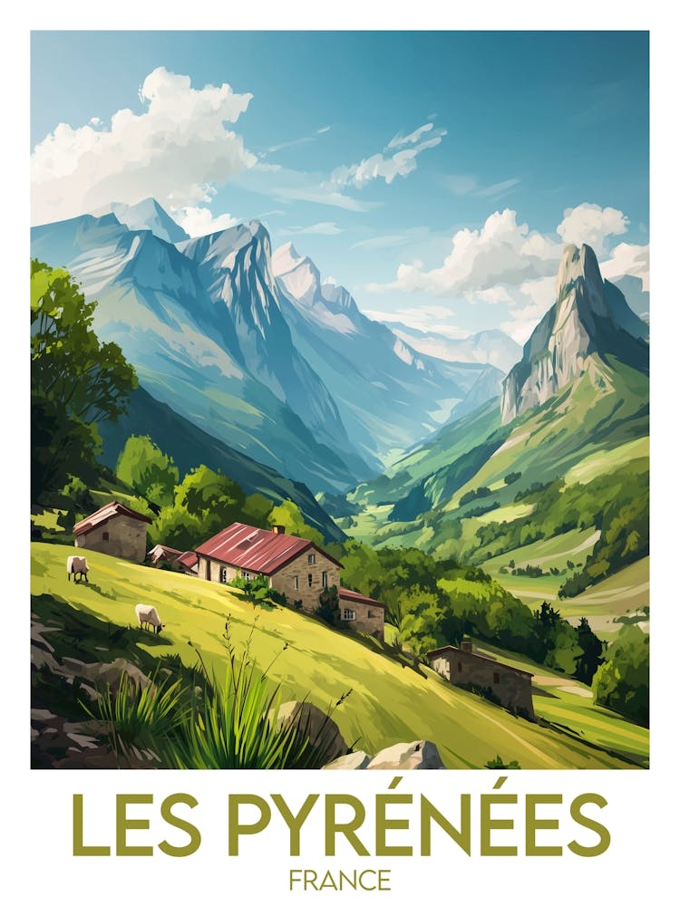 Affiche de voyage Les Pyrénées